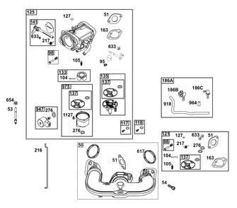 Carburetor Group Diagram and Parts List for 44N677-0081-G1  Briggs and Stratton Engine